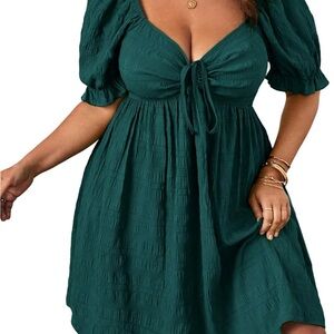 Green Puff Sleeve Dress